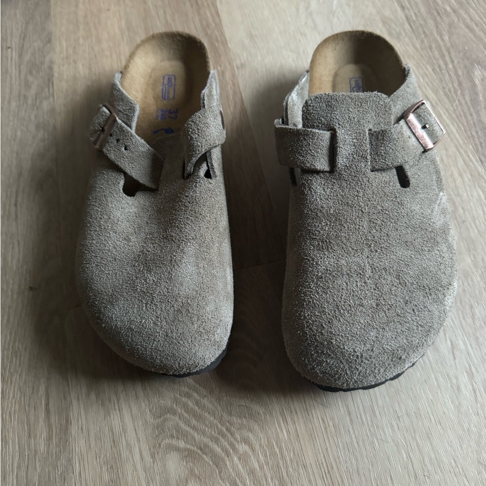 Birkenstock Boston Clog Taupe Suede 37 6.5